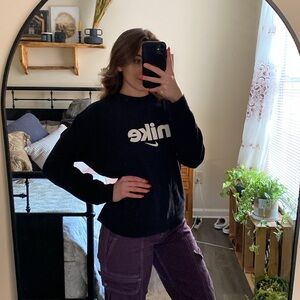 Nike Long Sleeve Black Bubble Logo Pullover — Women’s L